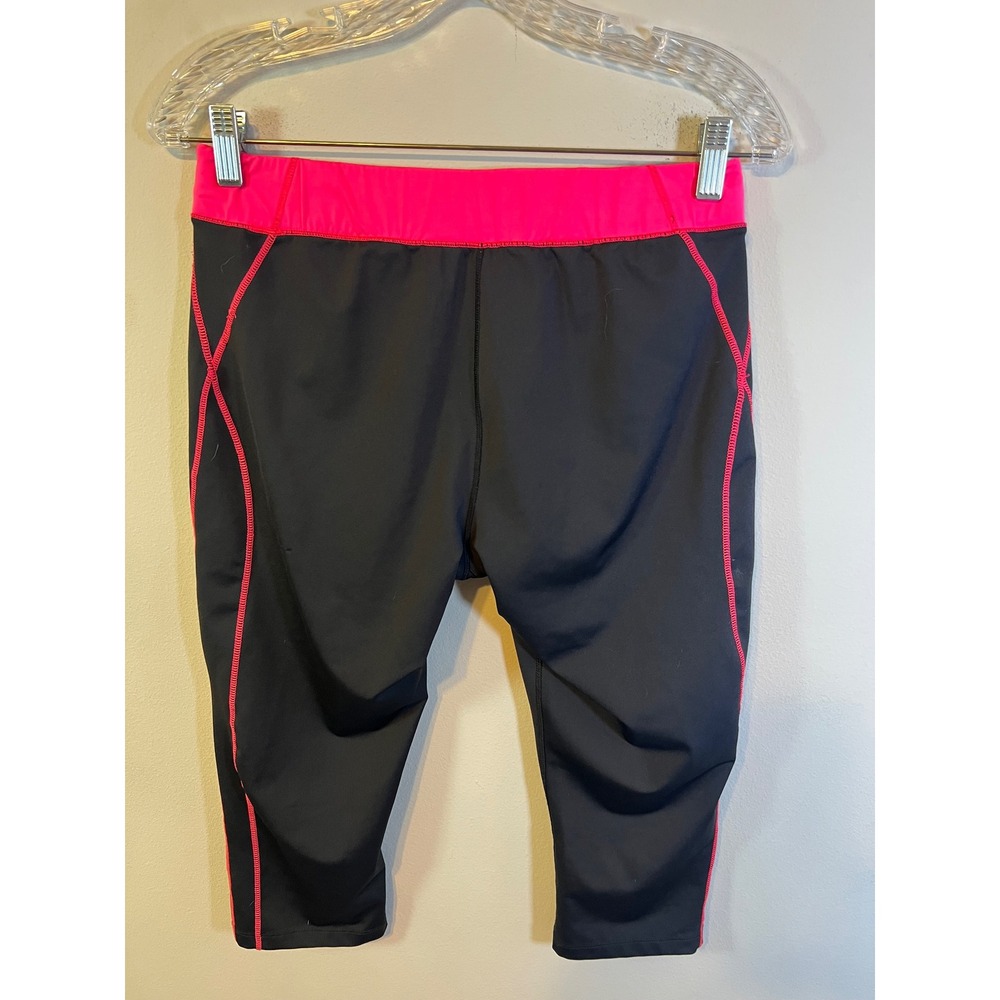 BCG Womens Capri Leggings Contrast Flatlock Stitch Black Pink Size L - Picture 3 of 6
